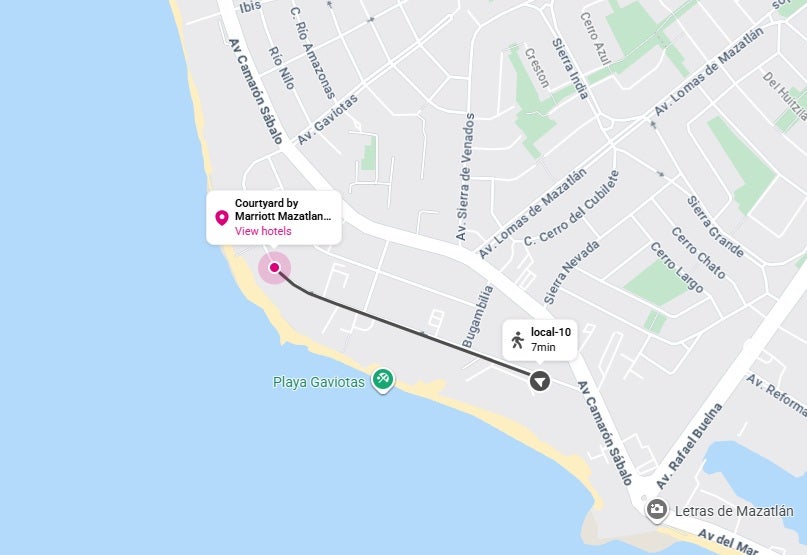 Hotel to US Consultate Mazatlan Google Map