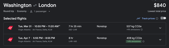 IAD LHR Google Flights