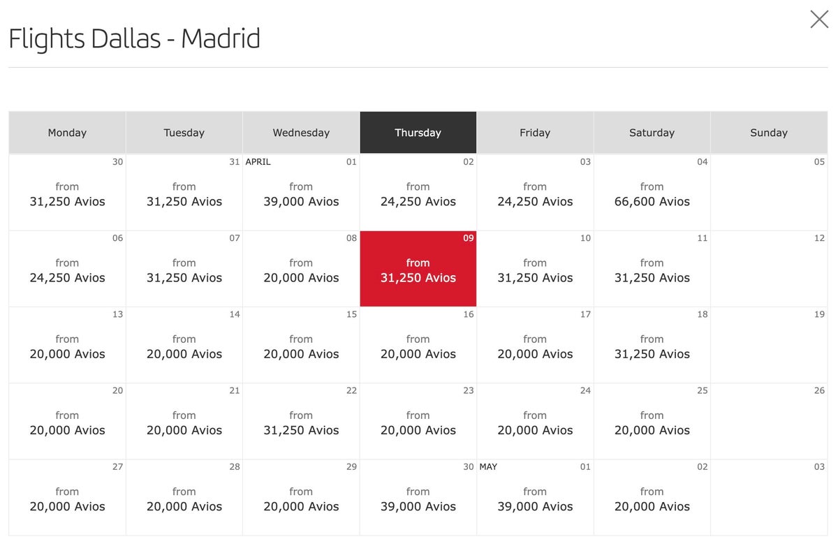 Iberia award calendar
