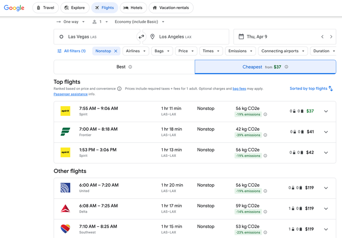 LAS LAX flight examples LAS LAX flight examples