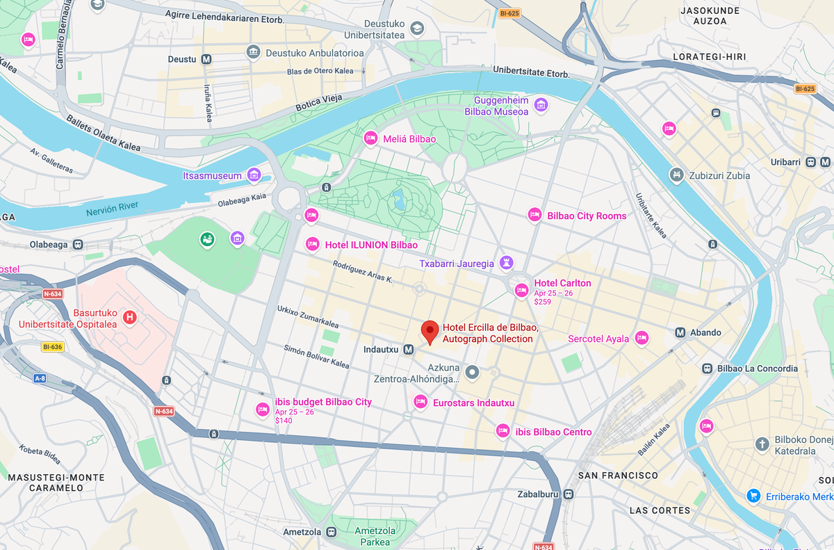 Location of Hotel Ercilla de Bilbao