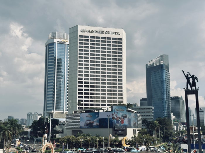 Mandarin Oriental, Jakarta exterior from Bundaran HI Mandarin Oriental, Jakarta exterior from Bundaran HI