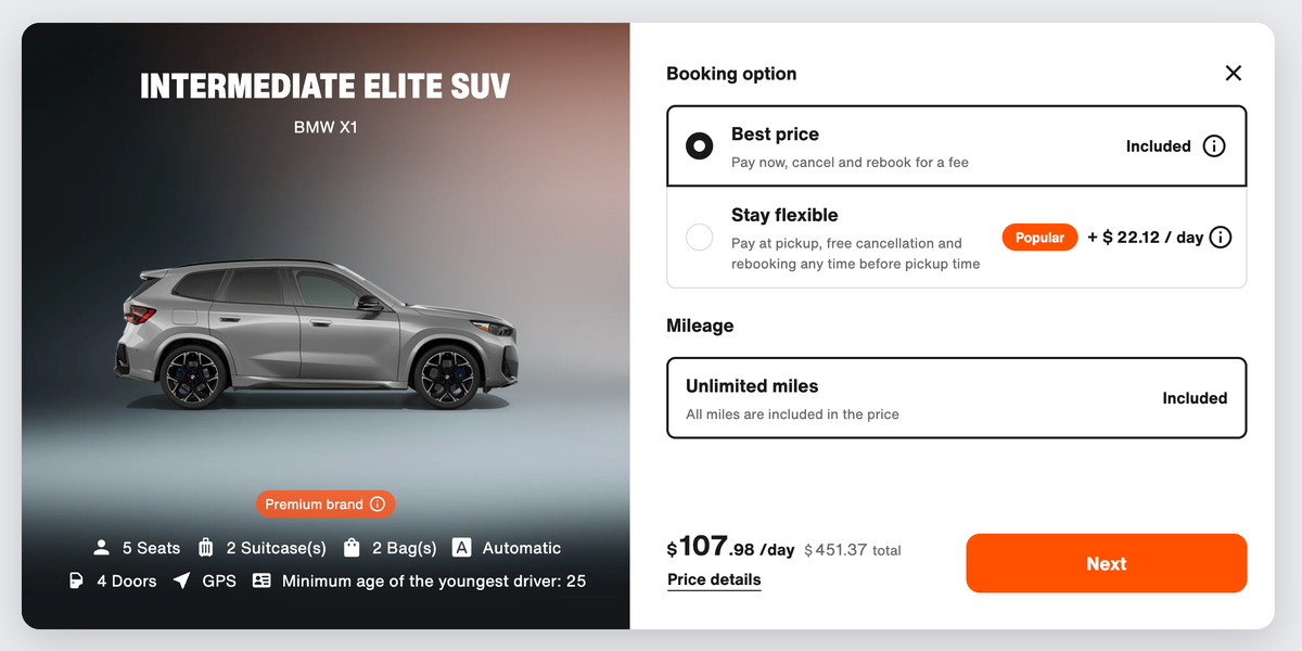 SIXT Pricing Options