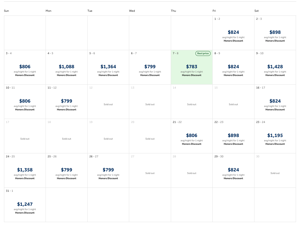 Hilton best cash rates new display