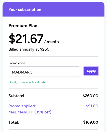point.me Premium discount