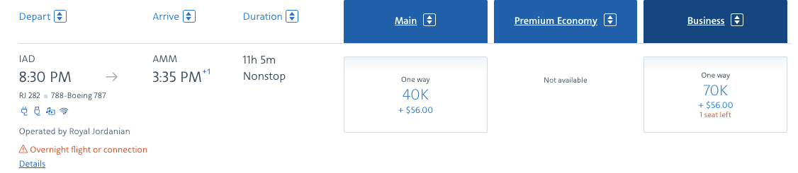 Screenshot 2026 03 30 at 4.57.07 PM Business class to Jordan for 70,000 AA miles