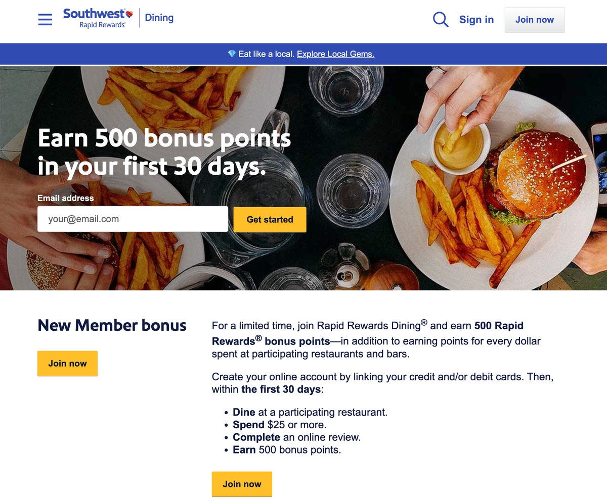 Southwest Dining New Member Bonus Southwest Dining New Member Bonus