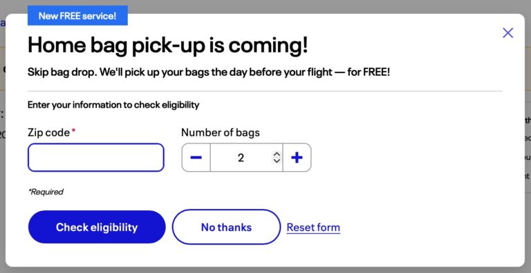 United Airlines Home Bag Pick Up