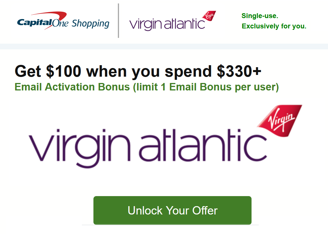 Virgin Atlantic Capital One Shopping Offer