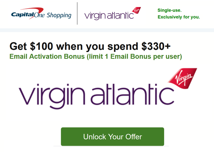 Virgin Atlantic Capital One Shopping Offer Virgin Atlantic Capital One Shopping Offer