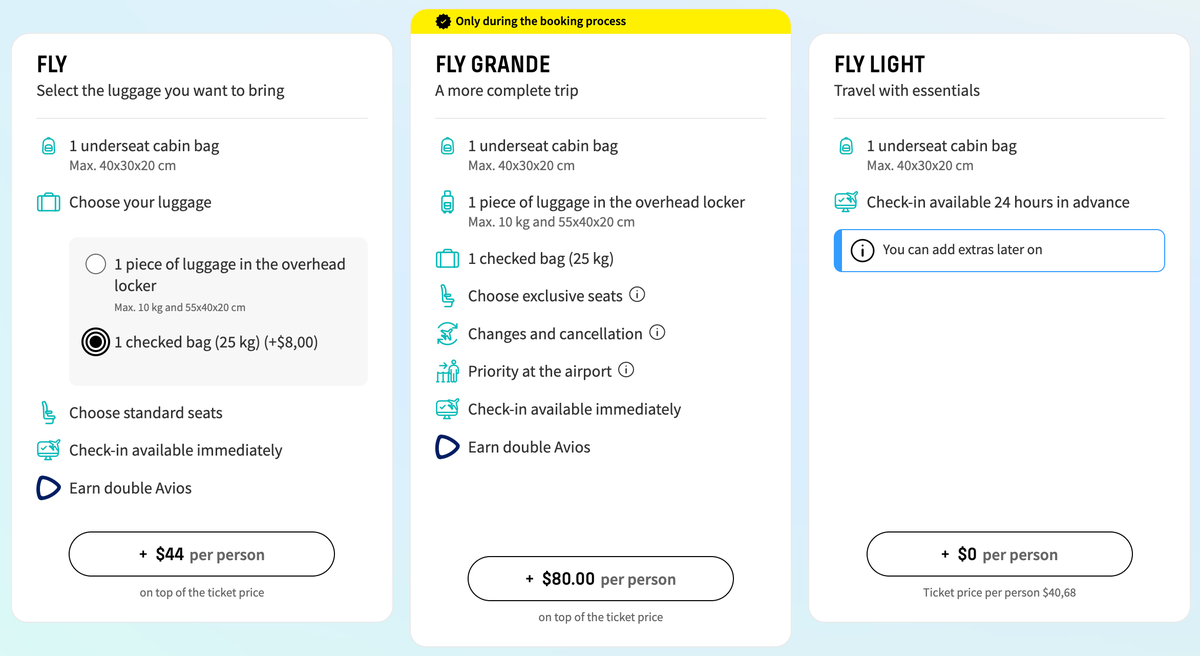 Vueling BIO BCN package costs
