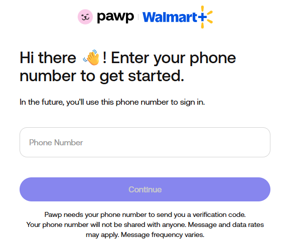 Walmart+ Pawp sign up