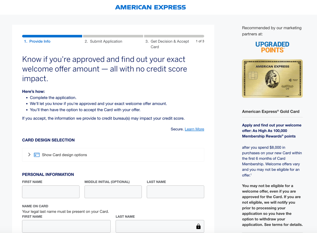 Amex Gold As High as 100K
