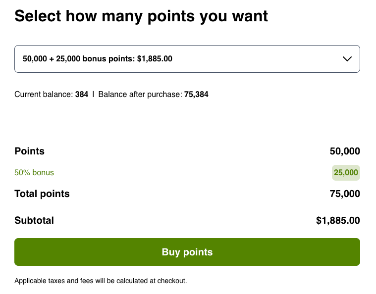 Buy Amtrak points 50 bonus April 2026