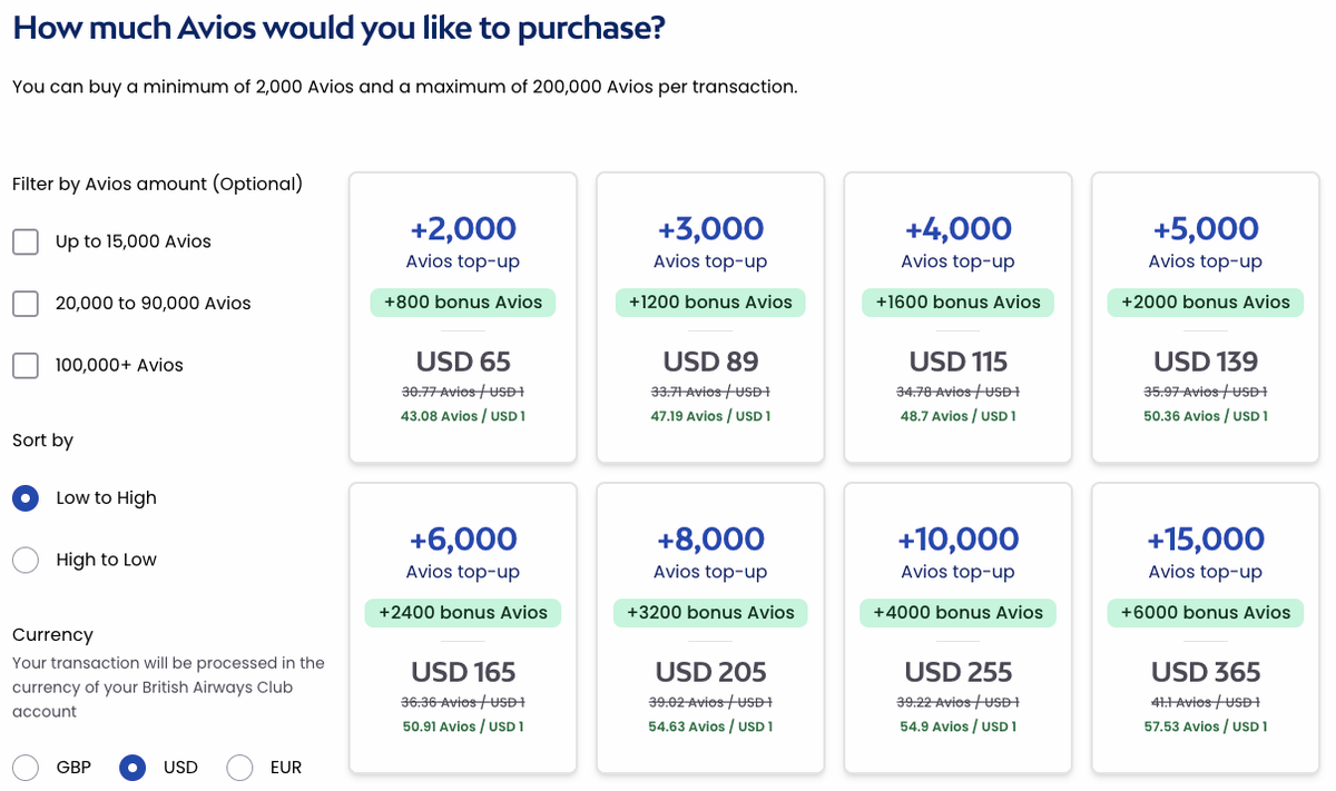 Buy British Airways Avios April 2026