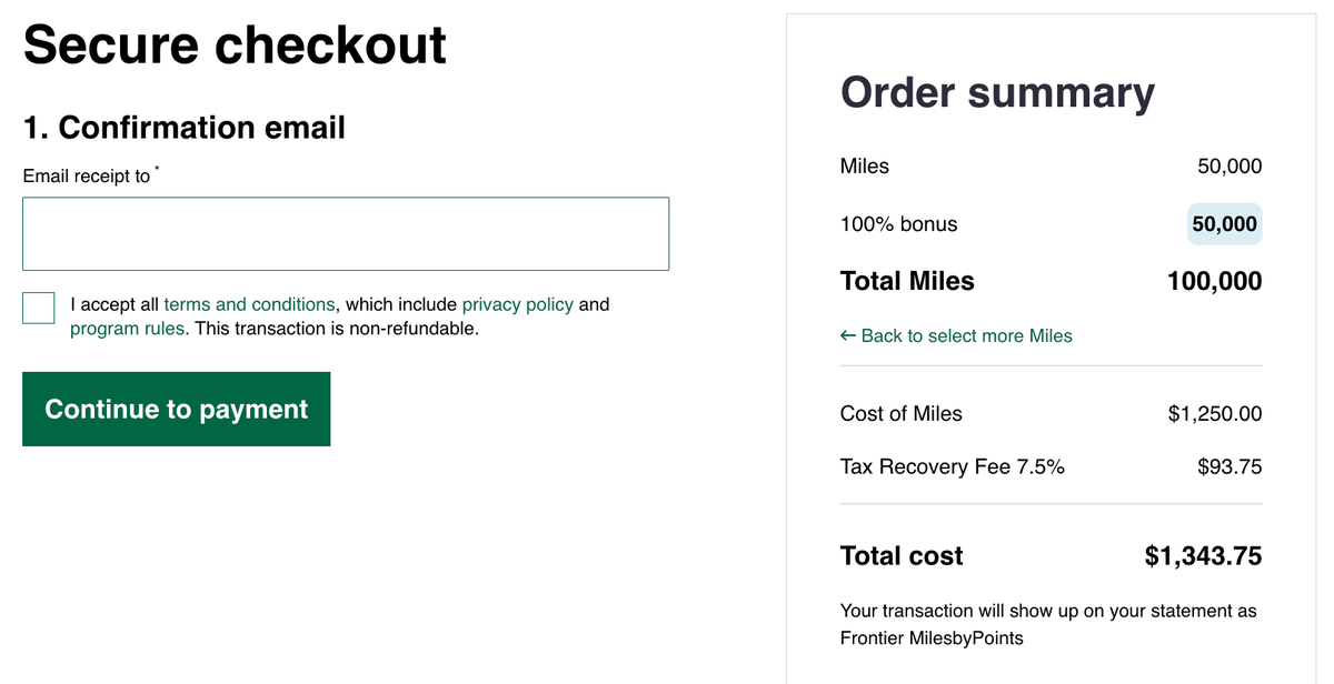 Buy Frontier Miles pricing April 2026