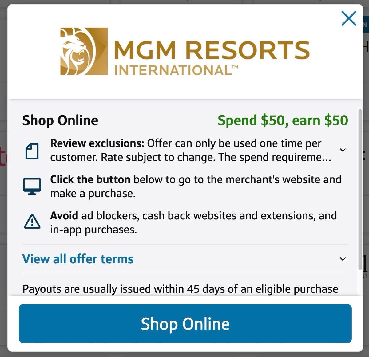Capital One MGM Resorts offer