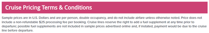 CheapCaribbean.com processing fee CheapCaribbean.com Terms and Conditions