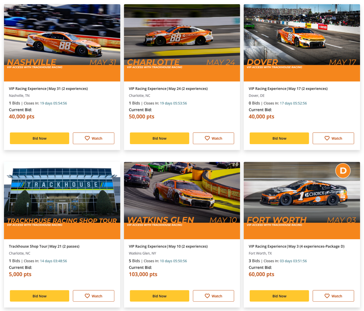 Choice racing experiences April 2026