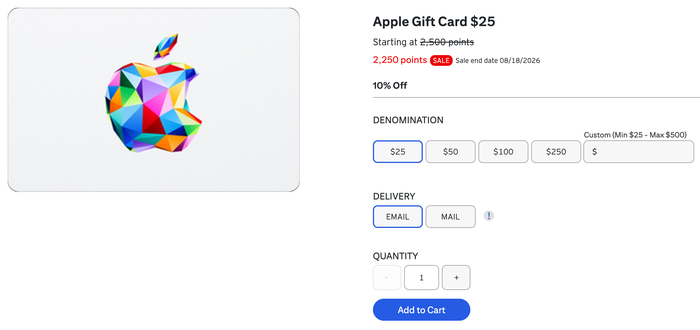 Citi gift card sale August 2026 Apple