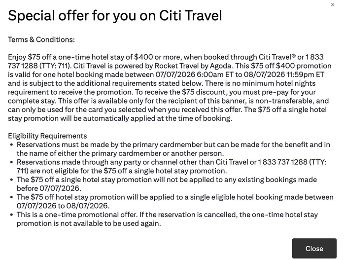 Citi hotel offer July 2026 Citi hotel offer July 2026