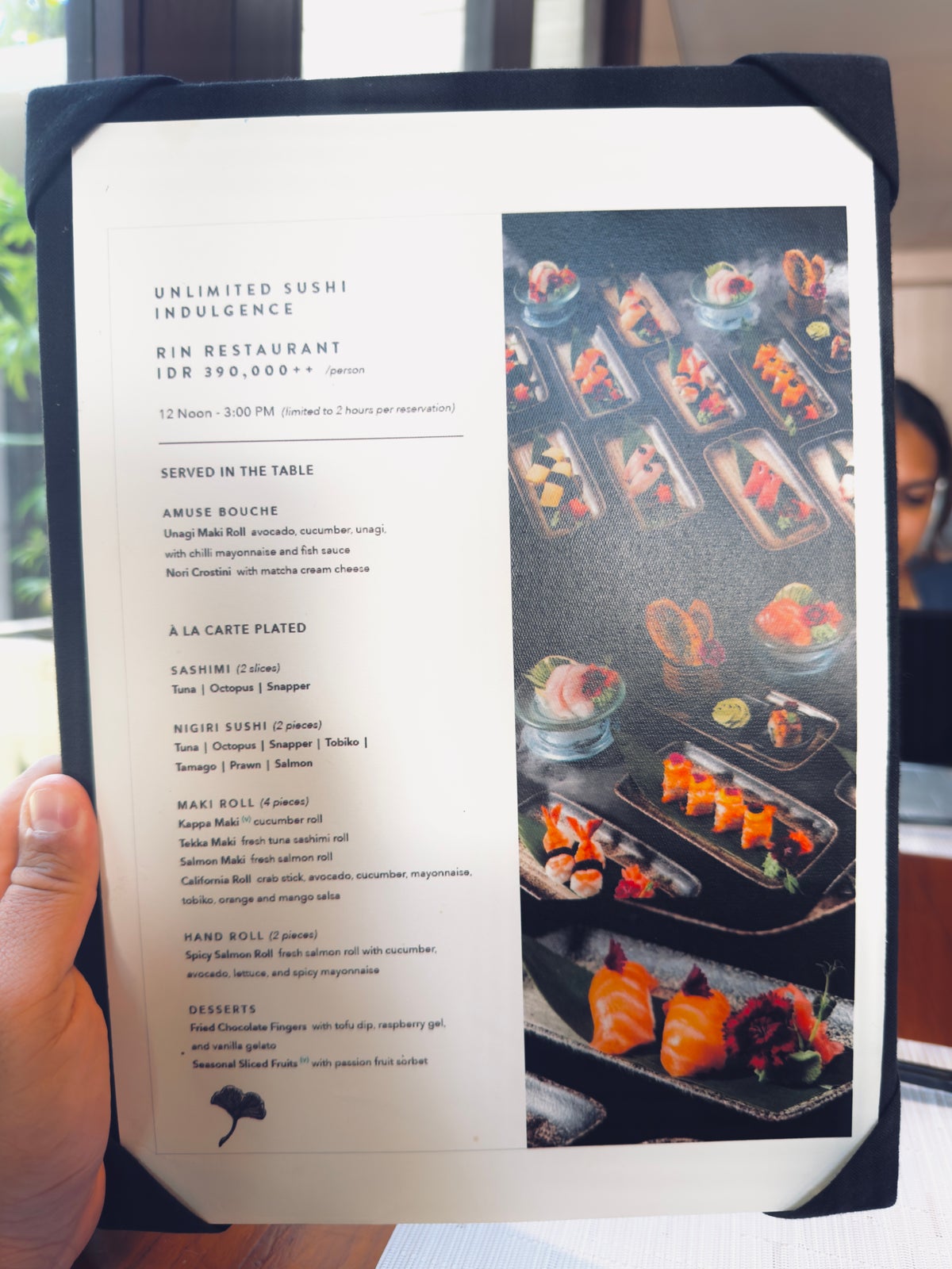 Conrad Bali RIN sushi menu