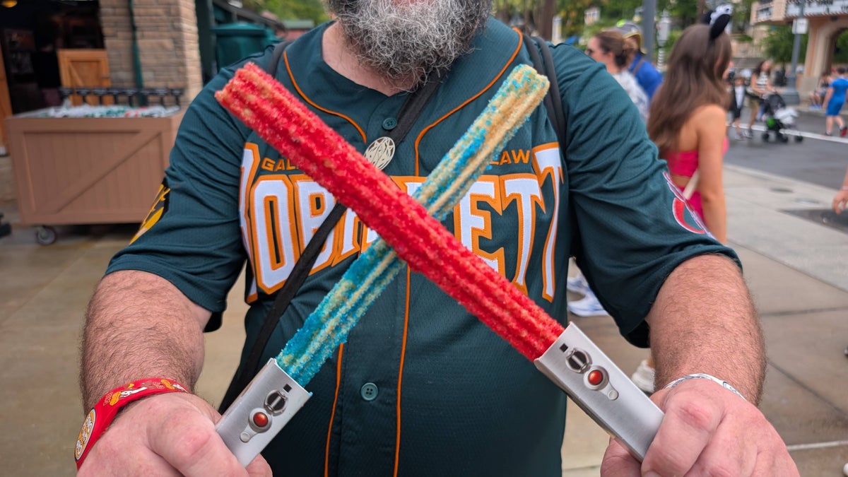Dark side and light side lightsabers at Hollywood Studios for May the Fourth