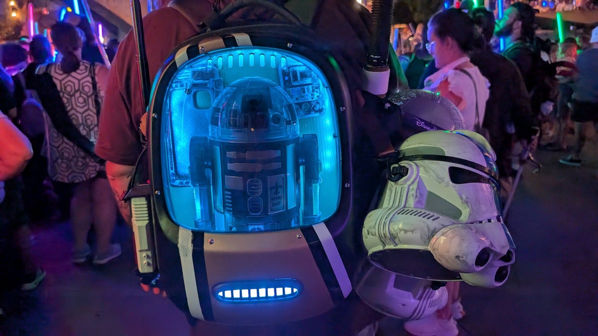 Droid backpack at May the Fourth Hollywood Studios