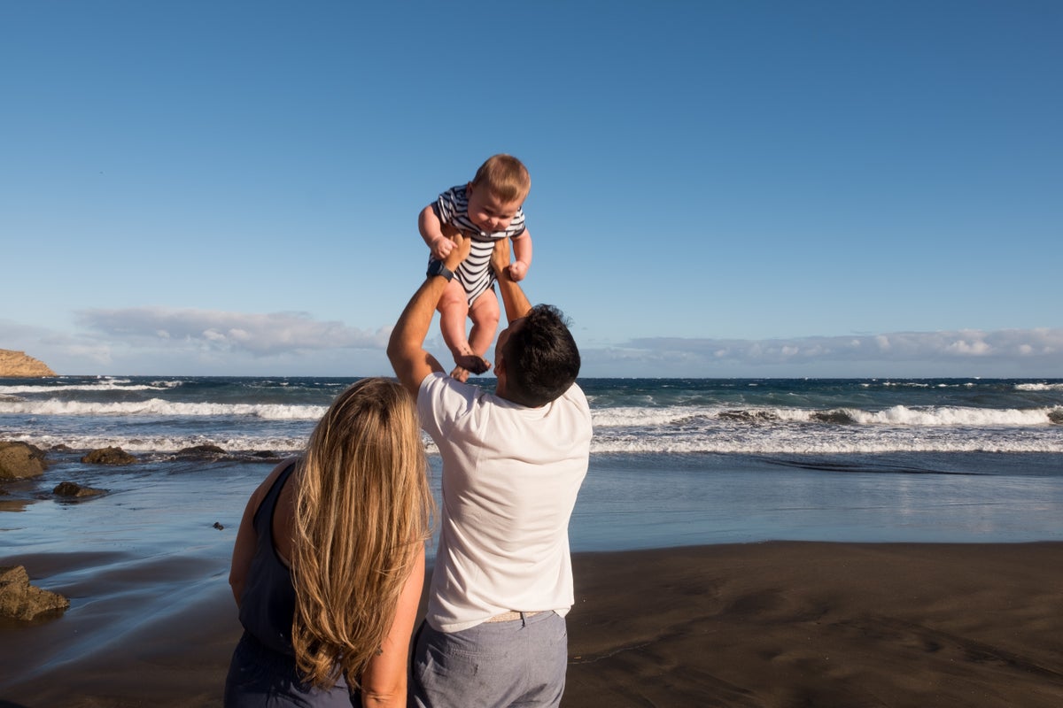 family on the beach