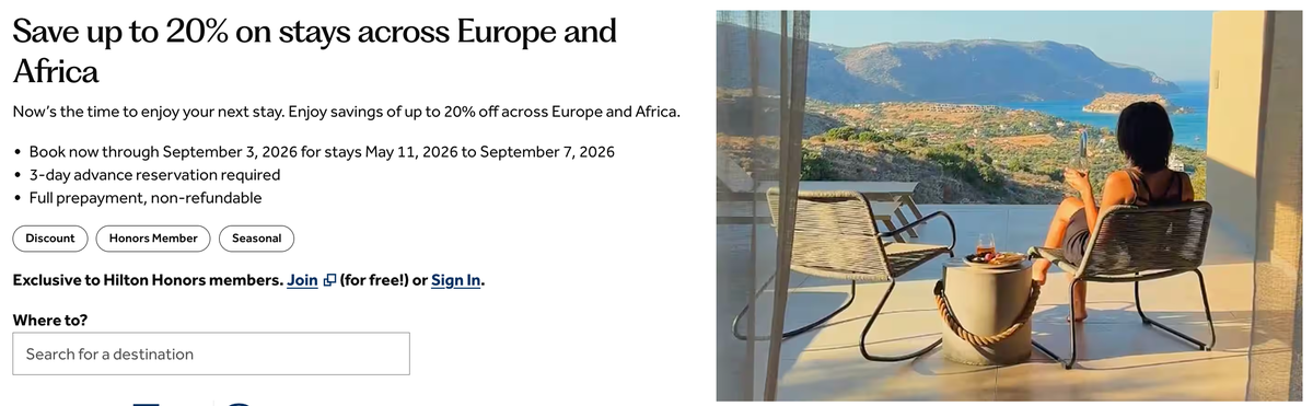 Hilton Europe Africa 20 sale May 2026 Hilton Europe Africa 20 sale May 2026