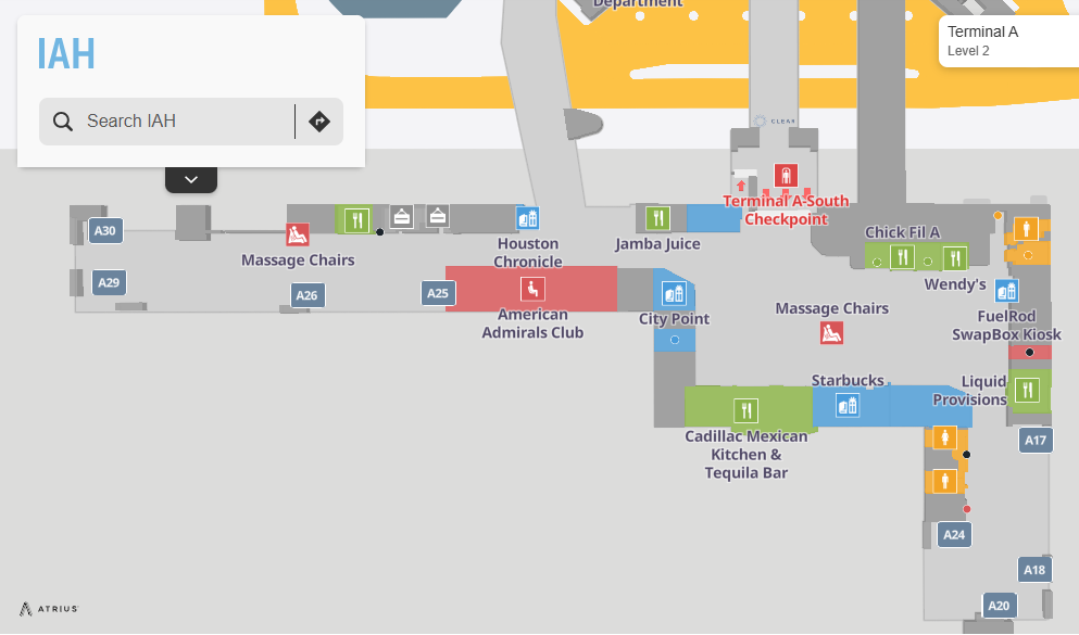 IAH Airport Map George Bush Intercontinental Airport Terminal A