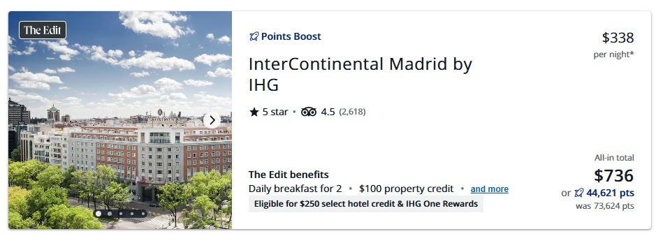 IHG Intercontinental The Edit Booking Example