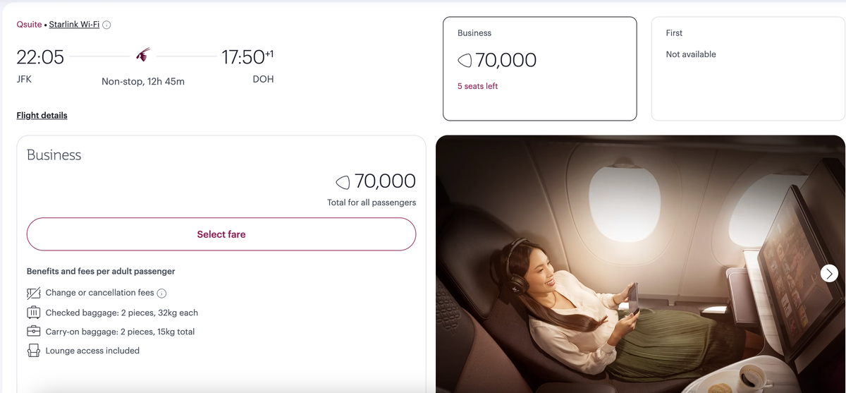 JFK DOH Business Class Qatar Airways