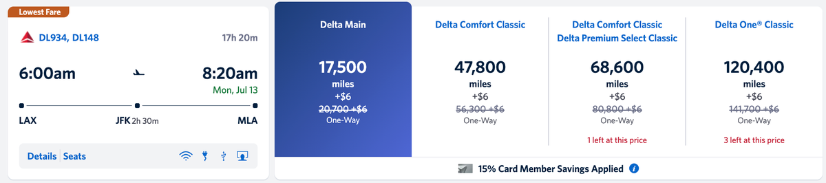 LAX JFK Malta Delta Award Deal LAX JFK Malta Delta Award Deal