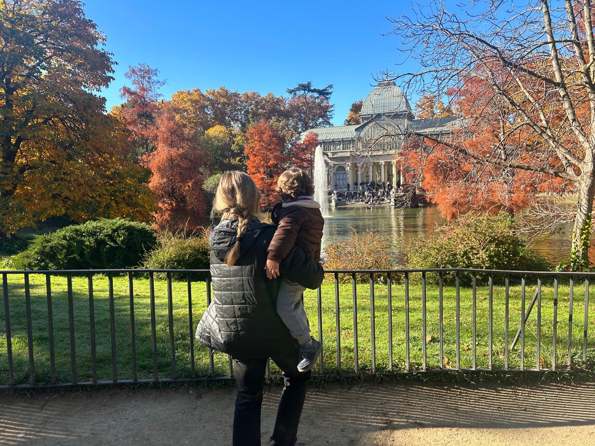 Lori and son in Retiro Park
