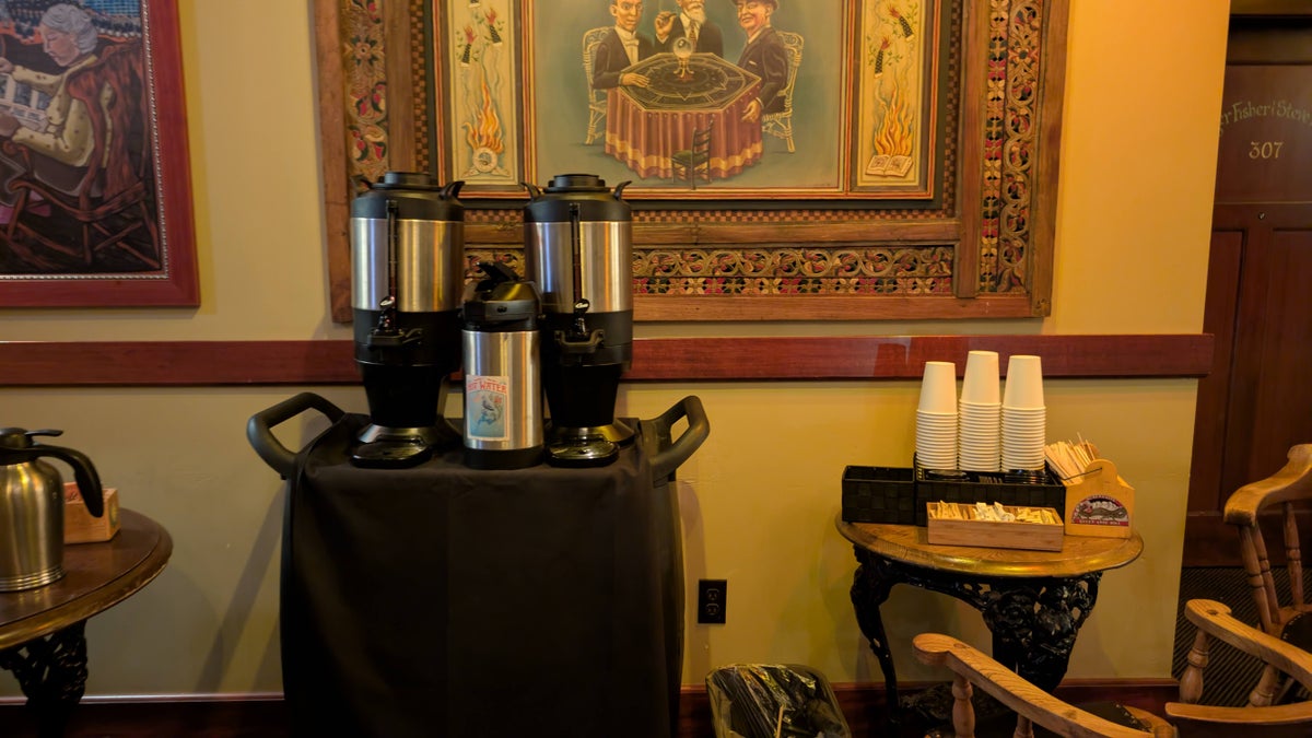 McMenamins Anderson School Hotel coffee at the principal's office