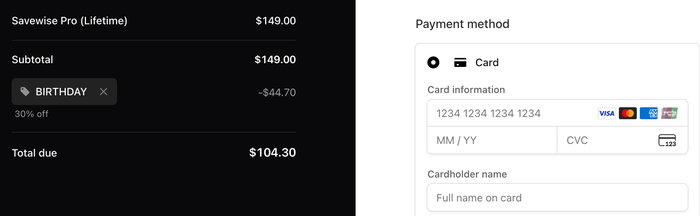 Savewise BIRTHDAY promo code discount