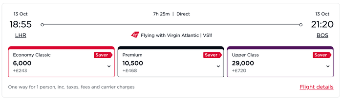 Screenshot 2026 04 16 at 7.46.39 AM Virgin Atlantic Surcharges LHR-BOS