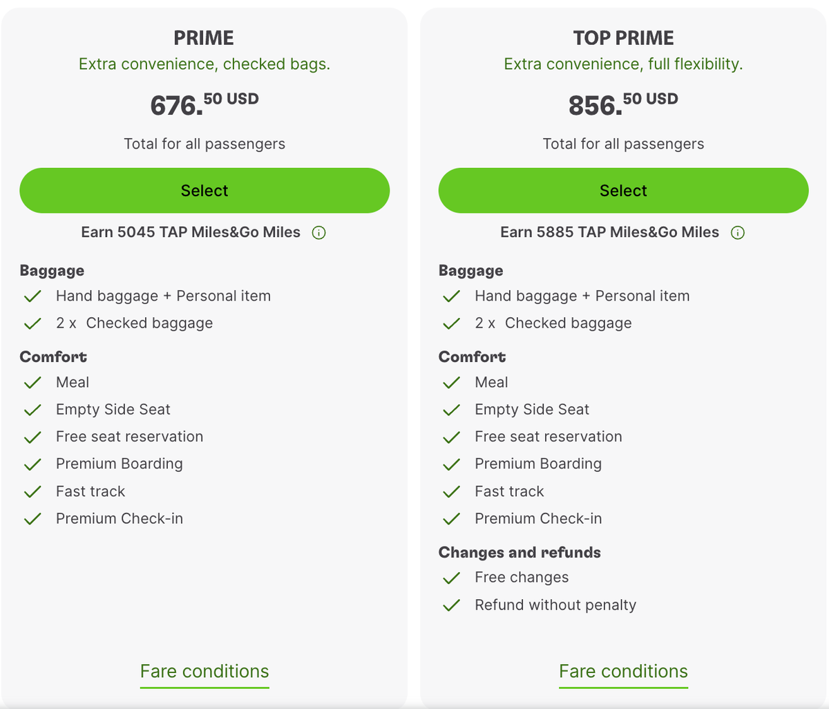 TAP economy prime fares TAP economy prime fares