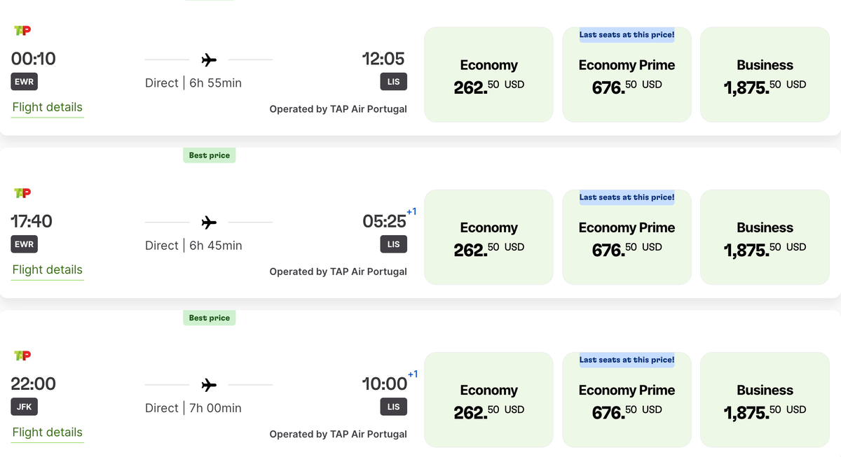 TAP premium prime fares TAP premium prime fares