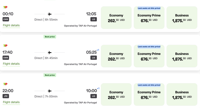 TAP premium prime fares TAP premium prime fares