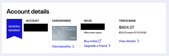 United account details