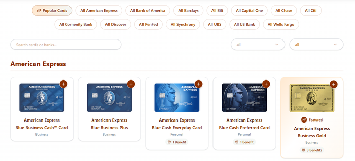 UseYourCredits credit card selection UseYourCredits credit card selection
