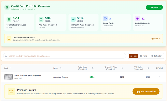 UseYourCredits savings dashboard UseYourCredits savings dashboard