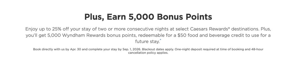Wyndham Caesars promo