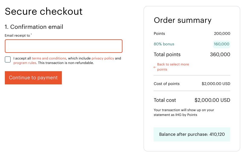 buy IHG points 80 bonus April 2026