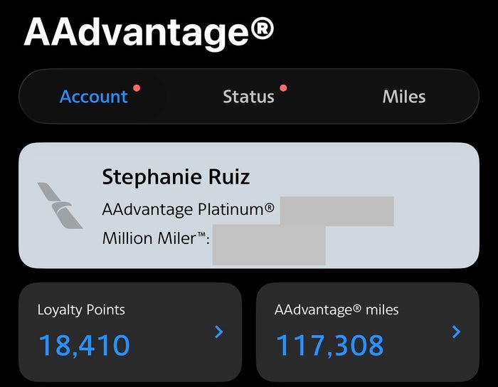 AA Aadvantage Platinum status AA Aadvantage Platinum status
