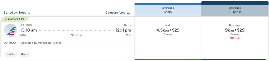AA Close in Award with Alaska Points