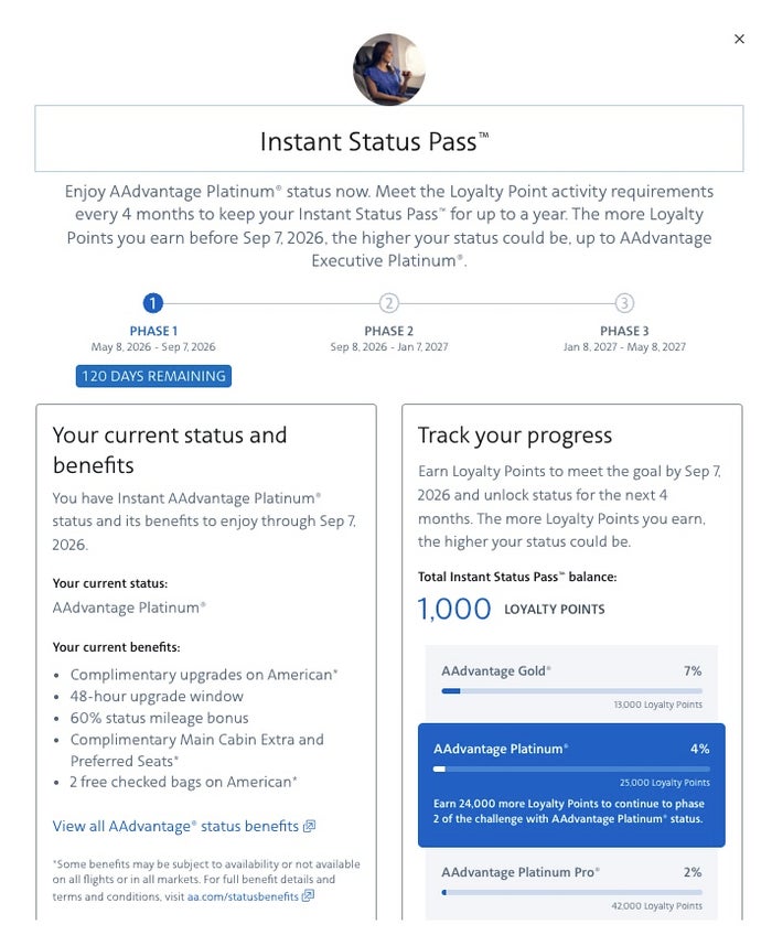 AA Instant Status Pass AA Instant Status Pass