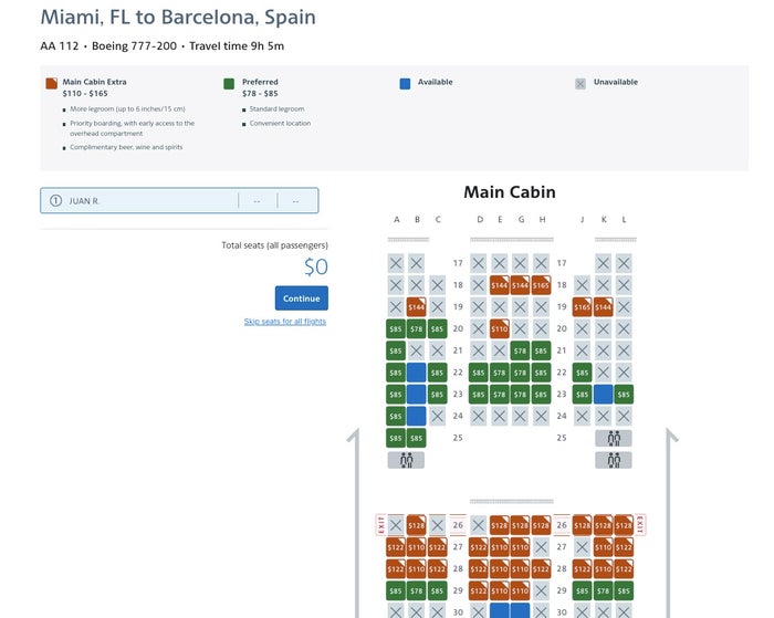 AA Main Cabin Extra Fees MIA BCN AA Main Cabin Extra Fees MIA BCN